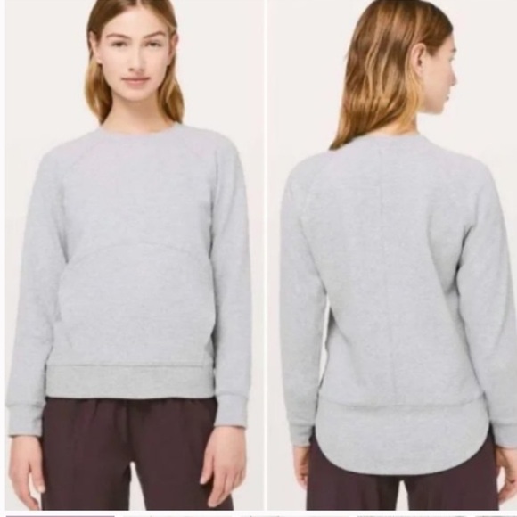 Lululemon Catch A Moment Crew Heathered Core Sweatshirt Light Grey Size 6 - Picture 3 of 13
